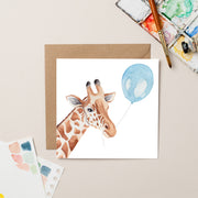 Giraffe with Balloon Birthday card - lil wabbit